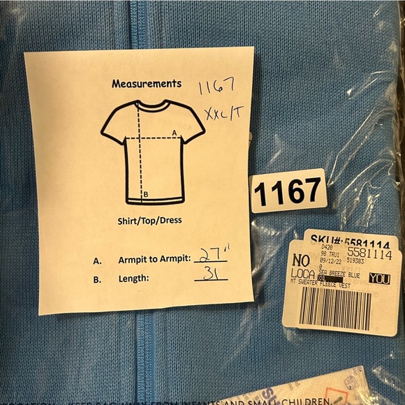 Lands' End Men's XXL Tall Softshell Fleece Vest Breeze Blue Side Zip Pockets - Picture 8 of 8